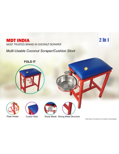 Coconut Scraper Cum Stool 2 in 1(Red)