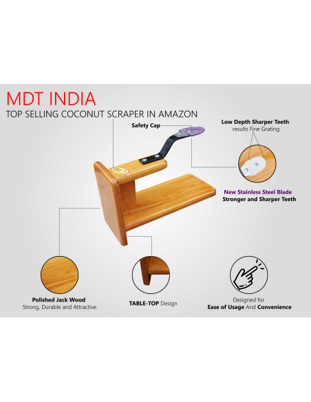 POLISHED JACKWOOD TABLETOP COCONUT SCRAPER