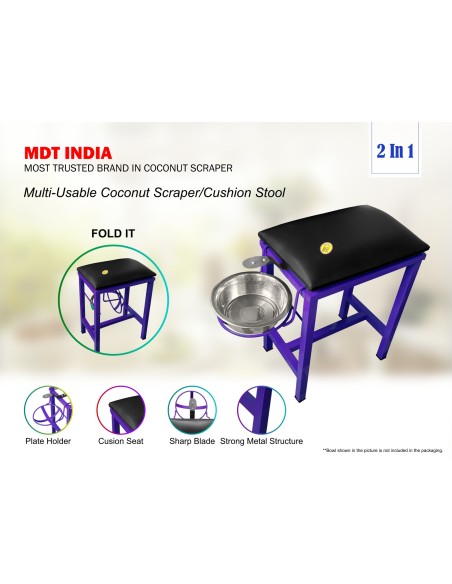 Coconut Scraper Cum Stool 2 in 1  (Purple)