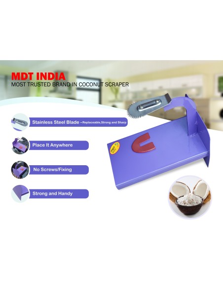 High Neck Metal Table Top  Coconut Scraper - Purple