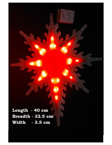 Christmas LED Star TAURUS-5C (RED-White, Package: Star + 5 m Wire + Plug + Tape)