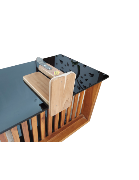 Teakwood Tabletop Coconut Scraper with Inclined Blade