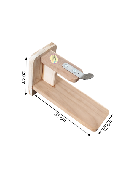 Teakwood Tabletop Coconut Scraper with Inclined Blade