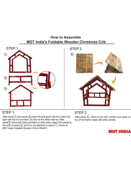 Christmas Decoration - Arch 21 Foldable Wooden Crib House Hay Roof