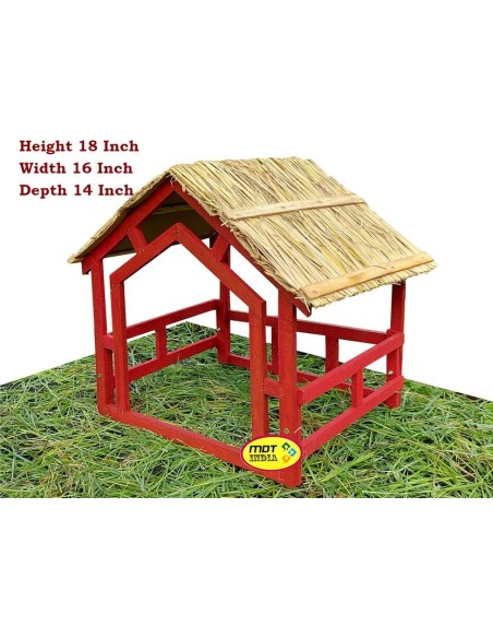 Christmas Decoration - Arch 21 Foldable Wooden Crib House Hay Roof