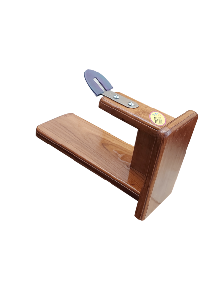 Polished Teakwood Tabletop Coconut Scraper (Inclined Blade)