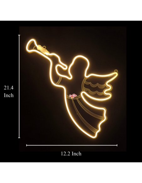 SANTABELLS Christmas Decoration LED Light Neon Angel Pack of 2 (Warm)