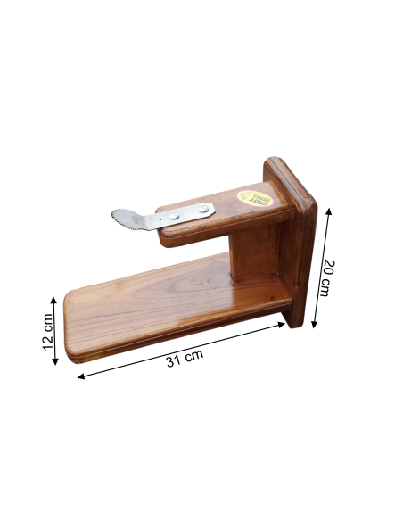 Polished Teakwood Tabletop Coconut Scraper (Inclined Blade)