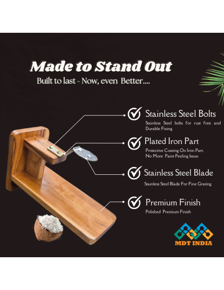 Polished Real Teakwood Tabletop Coconut Scraper