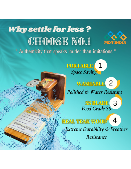 Polished Real Teakwood Tabletop Coconut Scraper