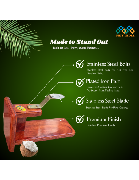 Table Top Polished Mahagony Coconut Scraper