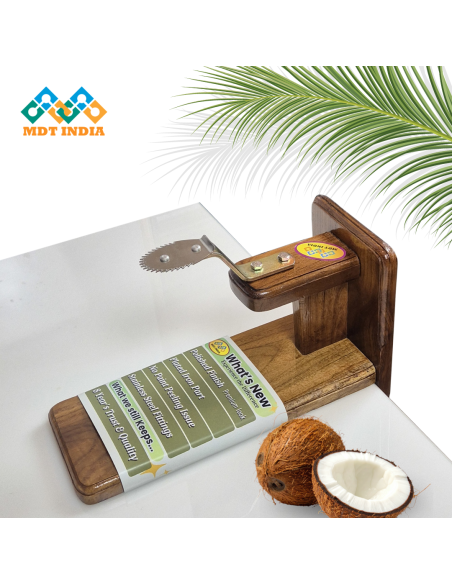 Table Top Polished Real Teak Wood Coconut Scraper