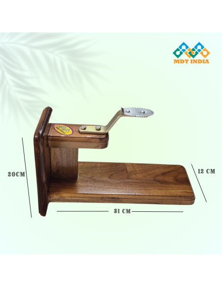 Table Top Polished Real Teak Wood Coconut Scraper