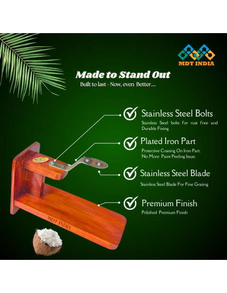 Polished Mahagany Lite Tabletop Wooden Coconut Scraper