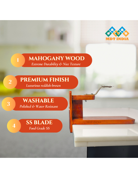 Polished Mahagany Lite Tabletop Wooden Coconut Scraper