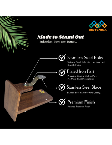 Polished Teakwood Lite Tabletop Coconut Scraper