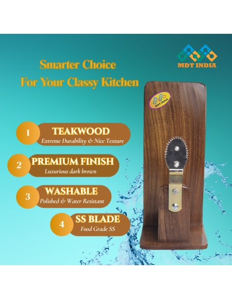 Polished Teakwood Lite Tabletop Coconut Scraper