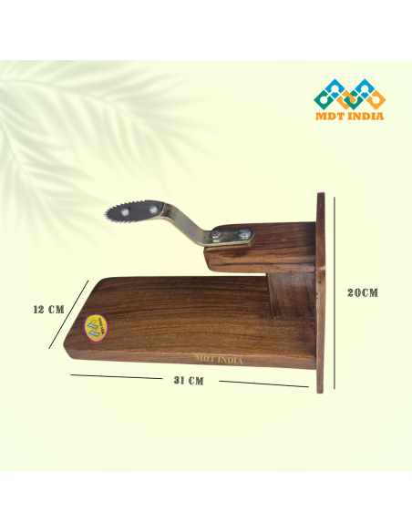 Polished Teakwood Lite Tabletop Coconut Scraper