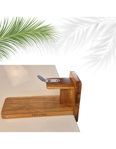 Teakwood Tabletop Coconut Scraper with Inclined Blade