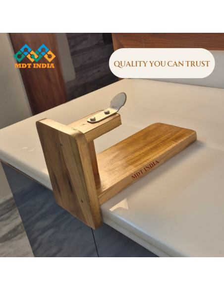 Teakwood Tabletop Coconut Scraper with Inclined Blade