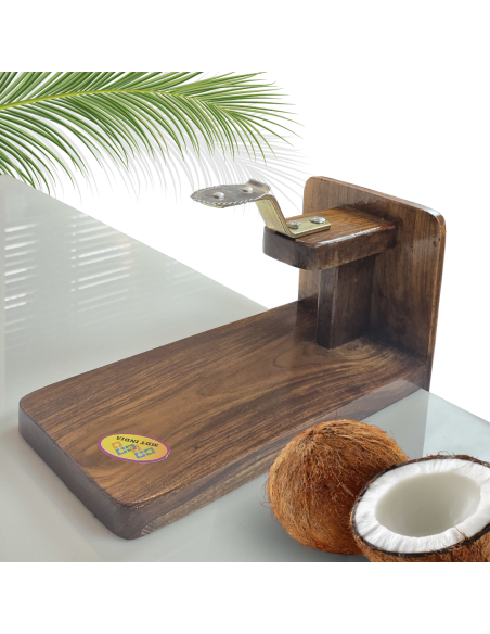 Polished Teakwood Wide Tabletop Coconut Scraper