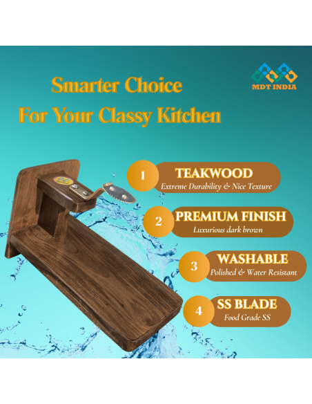 Polished Teakwood Wide Tabletop Coconut Scraper