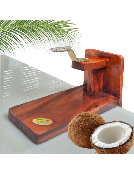 Polished Mahogany Wide Tabletop Coconut Scraper