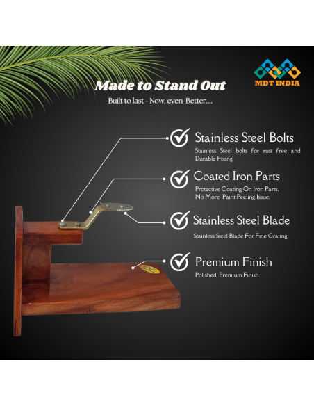 Polished Mahogany Wide Tabletop Coconut Scraper