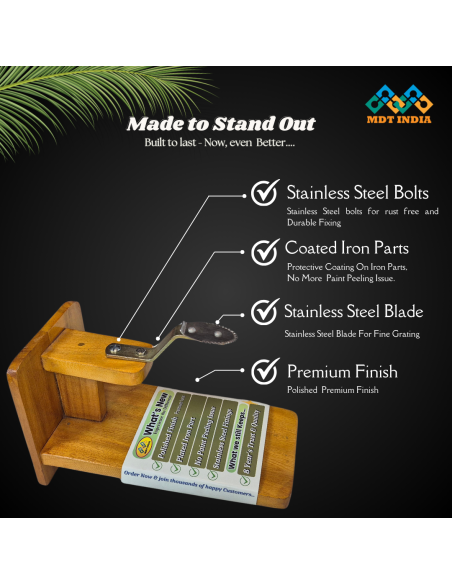 Polished Jackwood Wide Tabletop Coconut Scraper