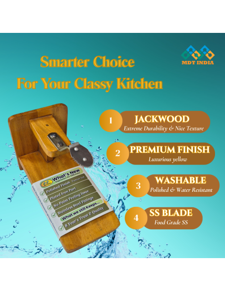 Polished Jackwood Wide Tabletop Coconut Scraper