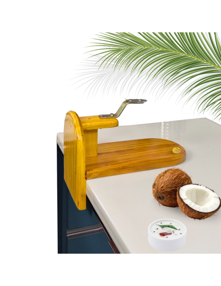 Polished Jackwood Round  Wooden Tabletop Coconut Scraper