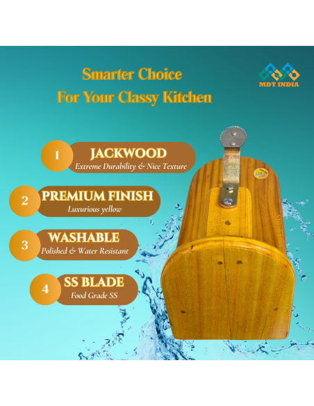 Polished Jackwood Round  Wooden Tabletop Coconut Scraper