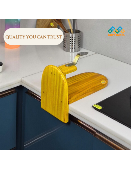 Polished Jackwood Round  Wooden Tabletop Coconut Scraper