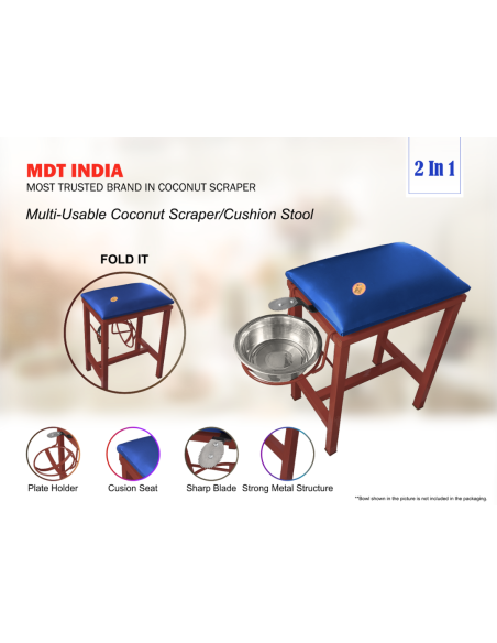 Coconut Scraper Cum Stool 2 in 1  (Brown)