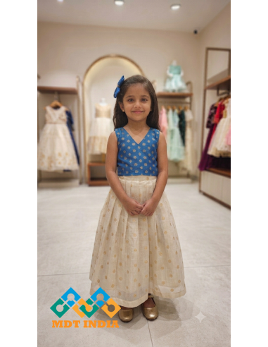 Ethnic Kids Girls Pattu Pavadai Set –...