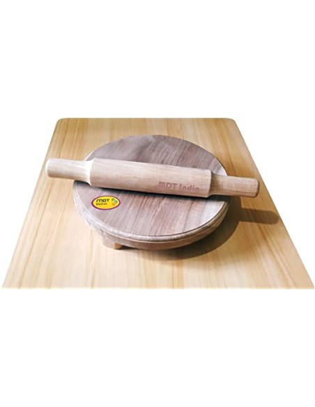 Wooden Chapati Roti Roller and Board - 10 Inch