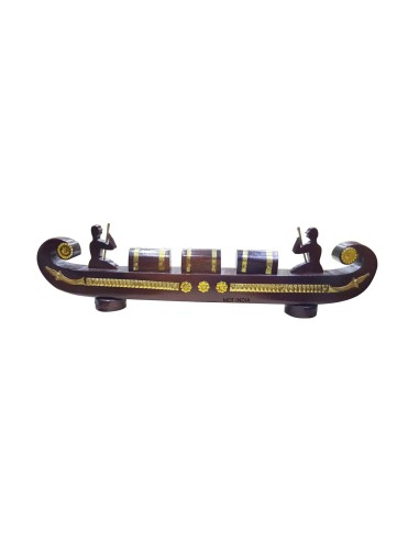 Traditional Kerala Spiral Boat Sculpture – Antique Wooden Handicraft