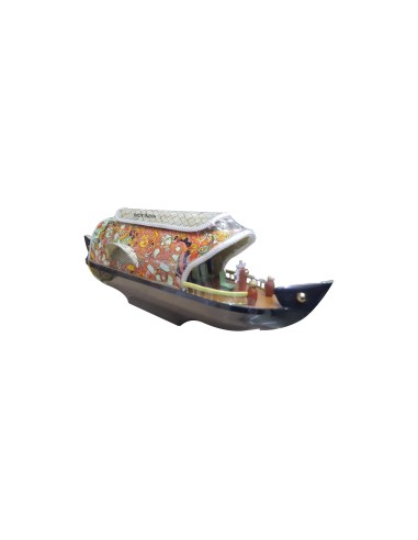 Traditional Kerala House Boat with Lord Krishna Mural Painting