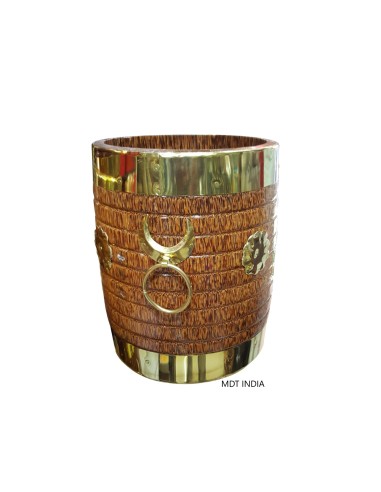 Brass Decorated Wooden Vadipara 11 Inch