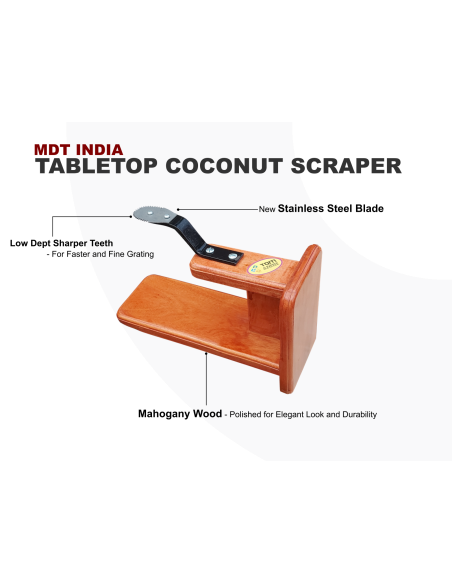 Table Top Polished Mahagony Coconut Scraper