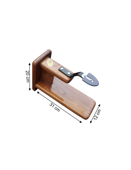 POLISHED TEAKWOOD TABLETOP COCONUT SCRAPER