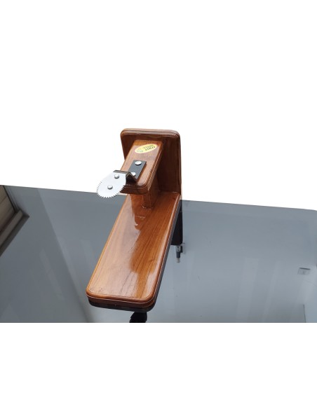 POLISHED TEAKWOOD TABLETOP COCONUT SCRAPER