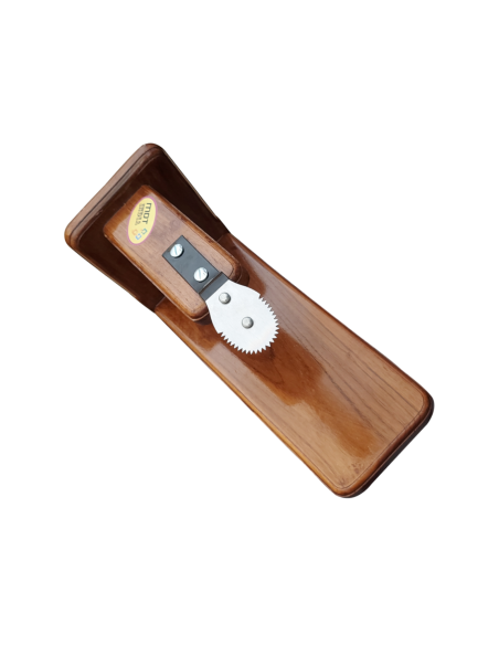 POLISHED TEAKWOOD TABLETOP COCONUT SCRAPER