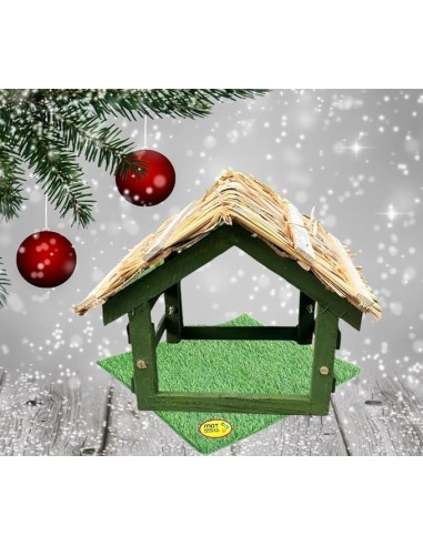 MDT India Holy Crib for Christmas Xmas Decor Foldable Wooden Hay Roof Stable Pulkood Kudil Small Size (Crib + Grass MAT)